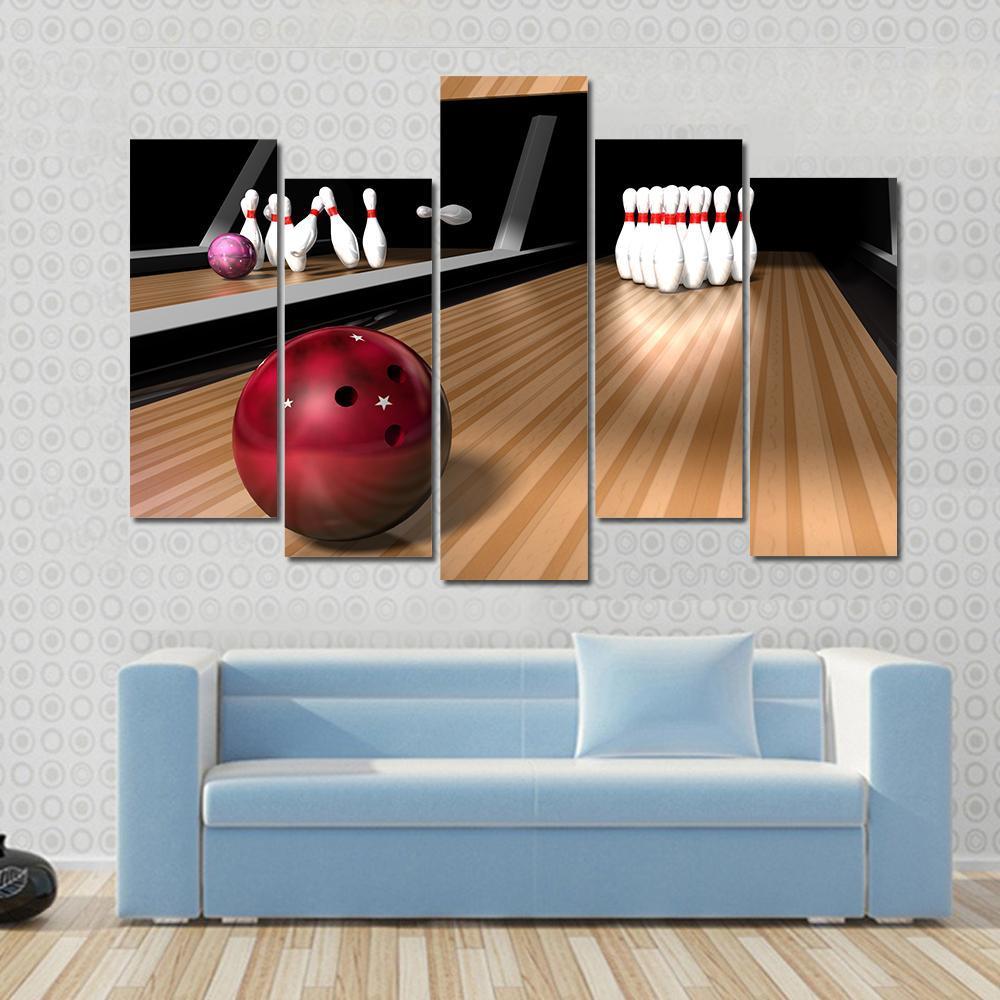 Red Bowling Ball Canvas Wall Art-5 Pop-Gallery Wrap-47&quot; x 32&quot;-Tiaracle