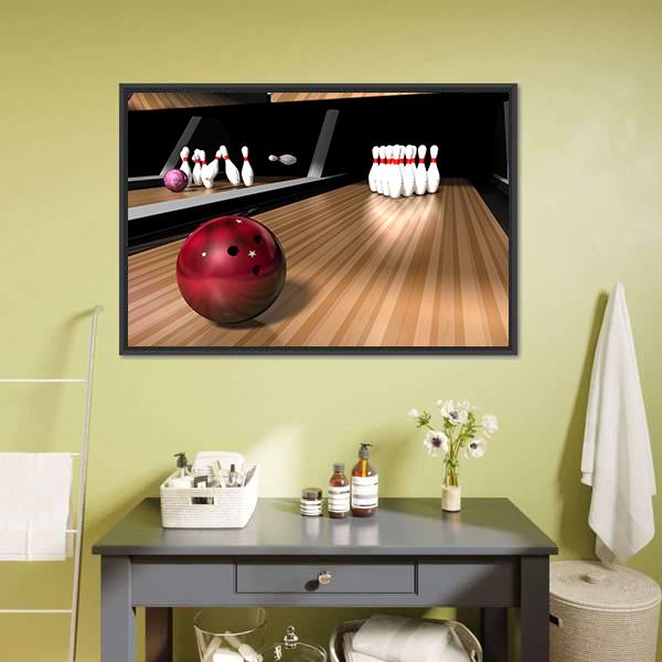 Red Bowling Ball Canvas Wall Art-1 Piece-Floating Frame-24&quot; x 16&quot;-Tiaracle