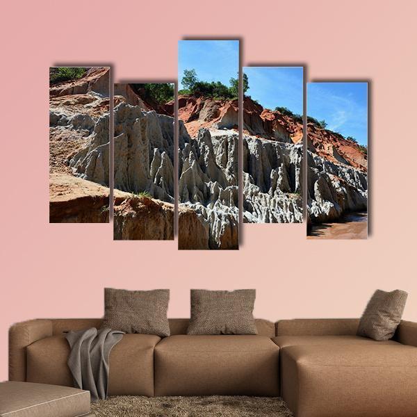 Red Canyon In Vietnam Canvas Wall Art-5 Pop-Gallery Wrap-47" x 32"-Tiaracle