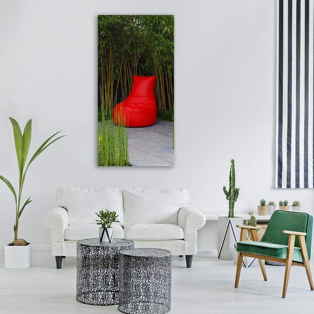 Red Chair Trees Willow Vertical Canvas Wall Art-1 Vertical-Gallery Wrap-12" x 24"-Tiaracle