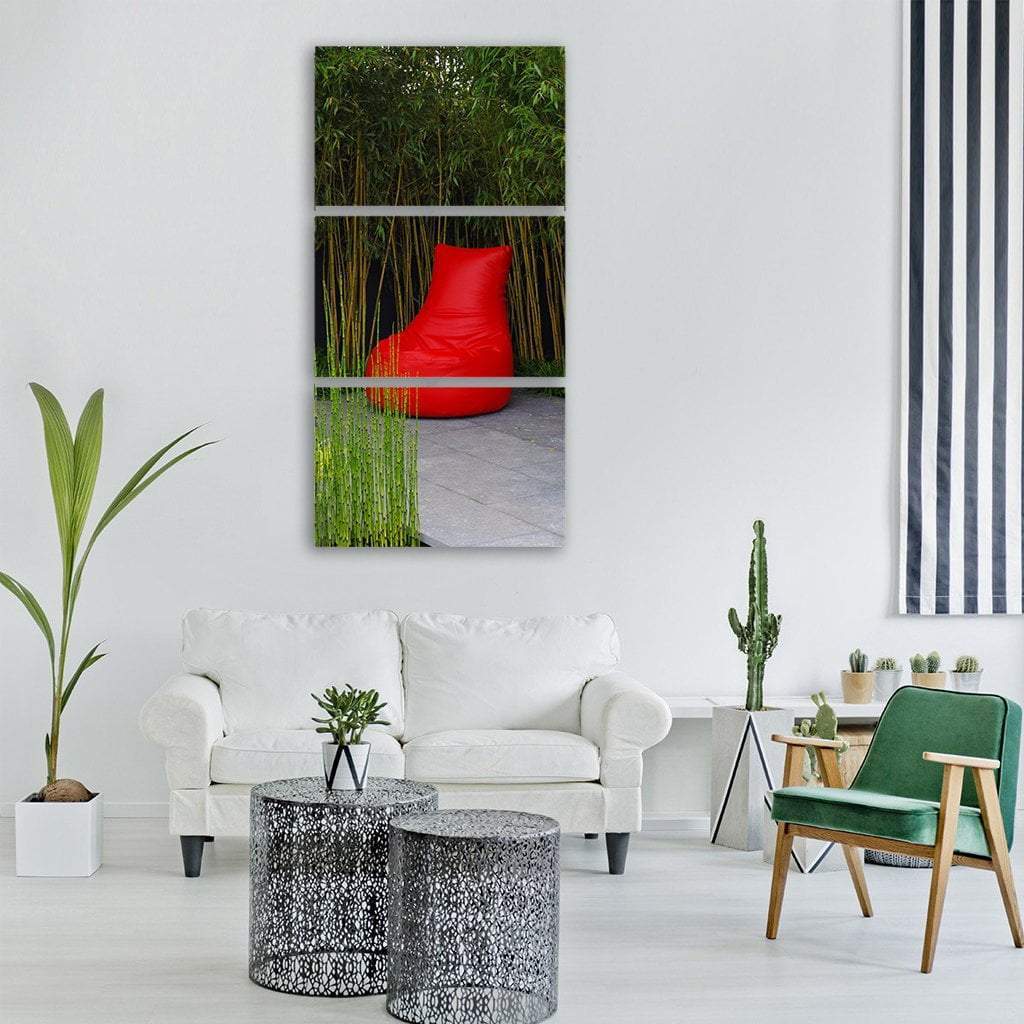 Red Chair Trees Willow Vertical Canvas Wall Art-3 Vertical-Gallery Wrap-12" x 25"-Tiaracle