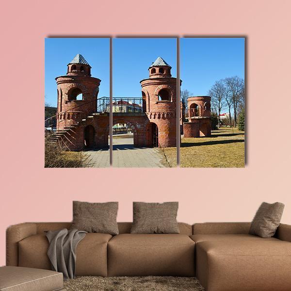 Red Children's Castle In Pinsk Belarus Canvas Wall Art-3 Horizontal-Gallery Wrap-37" x 24"-Tiaracle