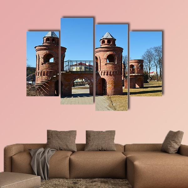 Red Children's Castle In Pinsk Belarus Canvas Wall Art-4 Pop-Gallery Wrap-50" x 32"-Tiaracle