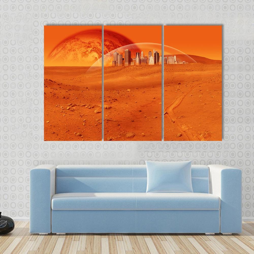 Red Desert Planet Canvas Wall Art-3 Horizontal-Gallery Wrap-37" x 24"-Tiaracle