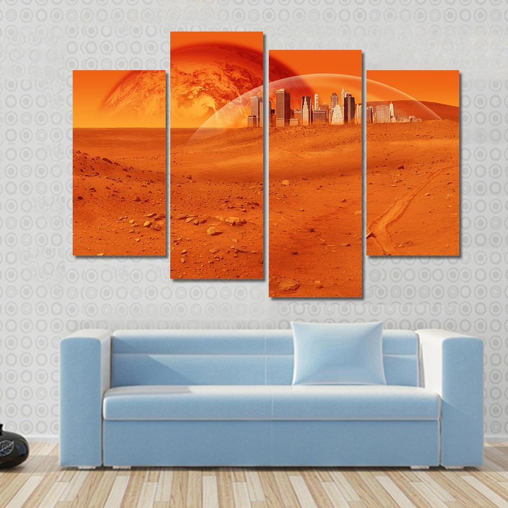 Red Desert Planet Canvas Wall Art-4 Pop-Gallery Wrap-50" x 32"-Tiaracle