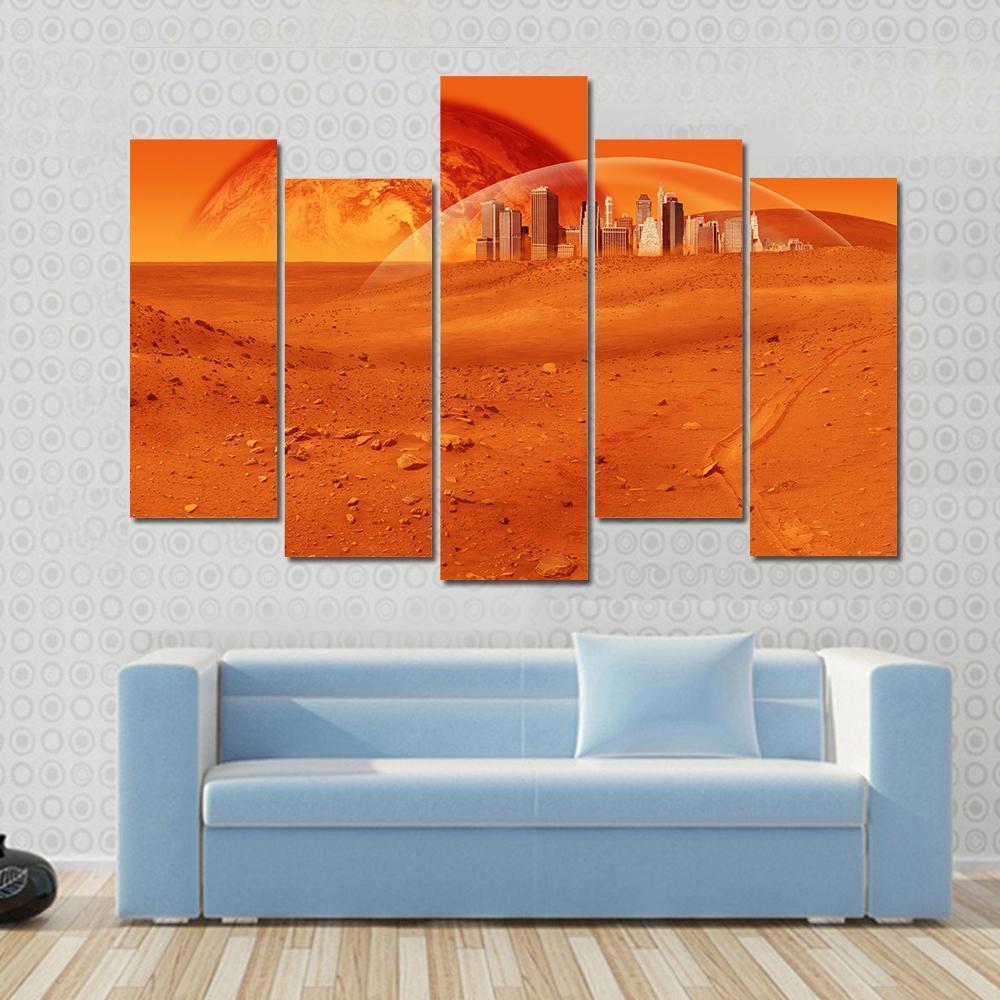 Red Desert Planet Canvas Wall Art-5 Pop-Gallery Wrap-47" x 32"-Tiaracle