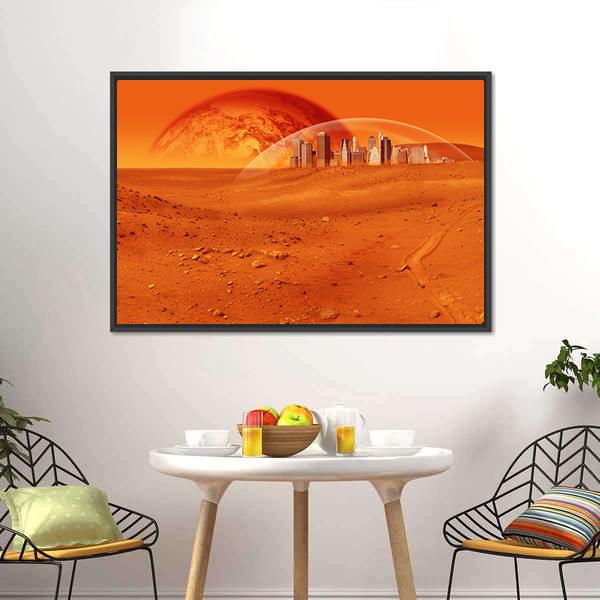 Red Desert Planet Canvas Wall Art-1 Piece-Floating Frame-24" x 16"-Tiaracle