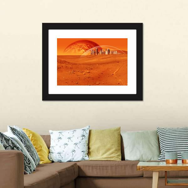 Red Desert Planet Canvas Wall Art-1 Piece-Framed Print-20" x 16"-Tiaracle