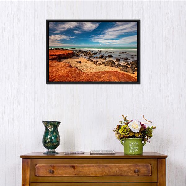 Red Dirt At Baby Beach Canvas Wall Art-1 Piece-Floating Frame-24" x 16"-Tiaracle