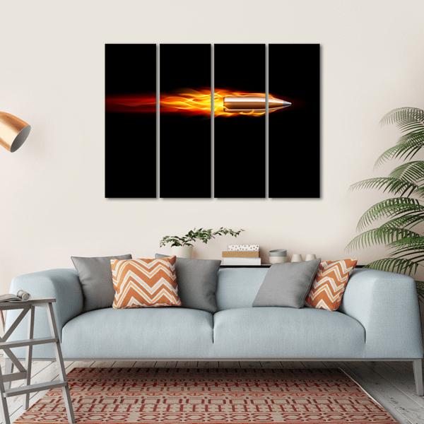 Moving Red Fiery Bullet Canvas Wall Art-4 Horizontal-Gallery Wrap-34" x 24"-Tiaracle