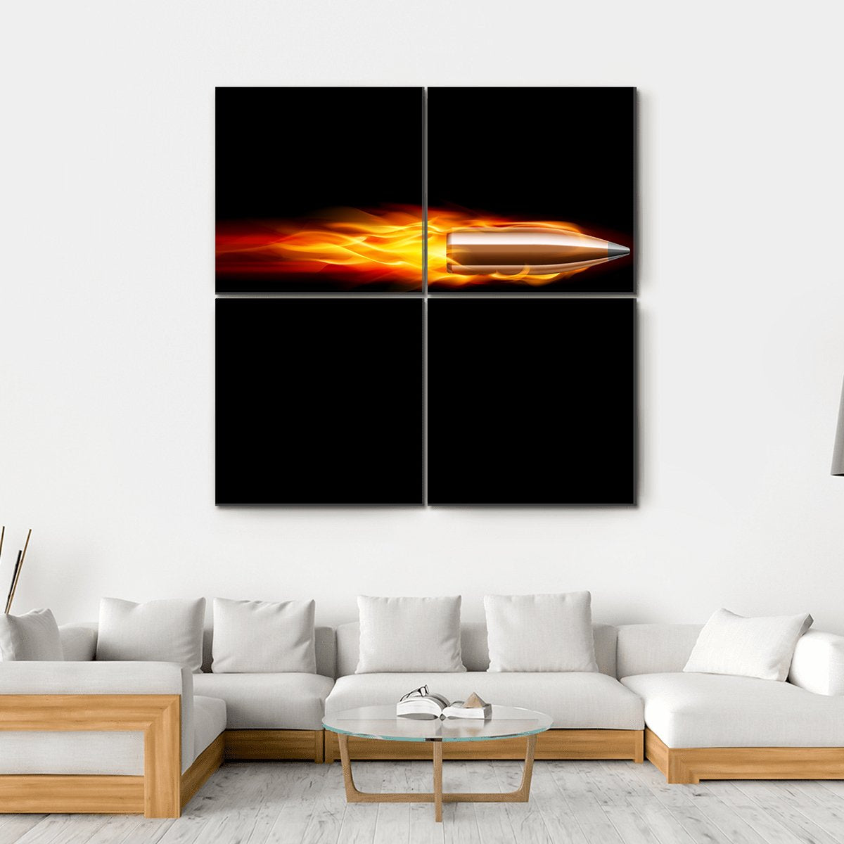 Moving Red Fiery Bullet Canvas Wall Art-4 Square-Gallery Wrap-17" x 17"-Tiaracle