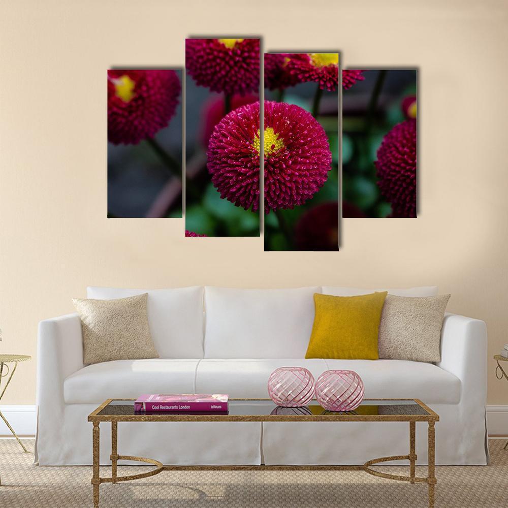 Red Flowers In Apot Canvas Wall Art-4 Pop-Gallery Wrap-50" x 32"-Tiaracle