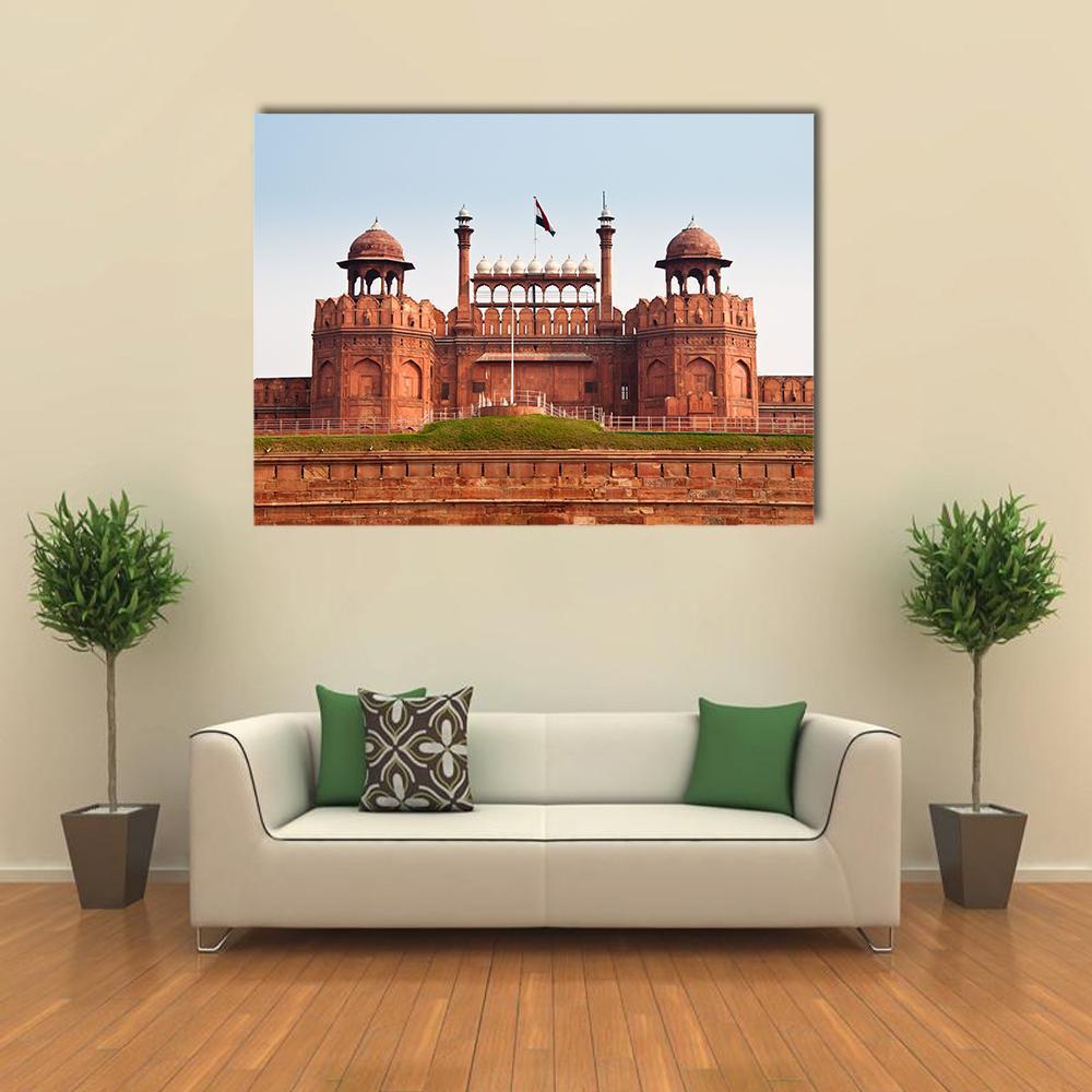 Red Fort In Delhi Canvas Wall Art-1 Piece-Gallery Wrap-48" x 32"-Tiaracle