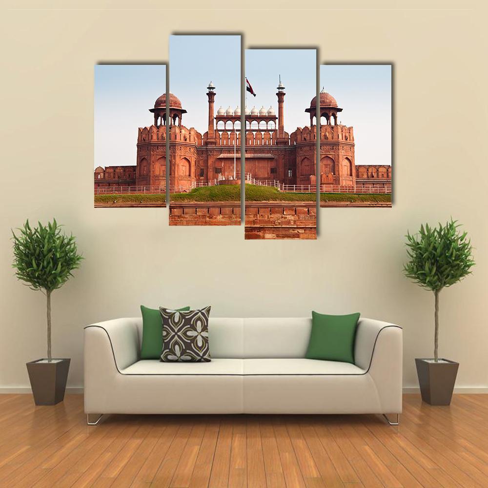 Red Fort In Delhi Canvas Wall Art-4 Pop-Gallery Wrap-50" x 32"-Tiaracle
