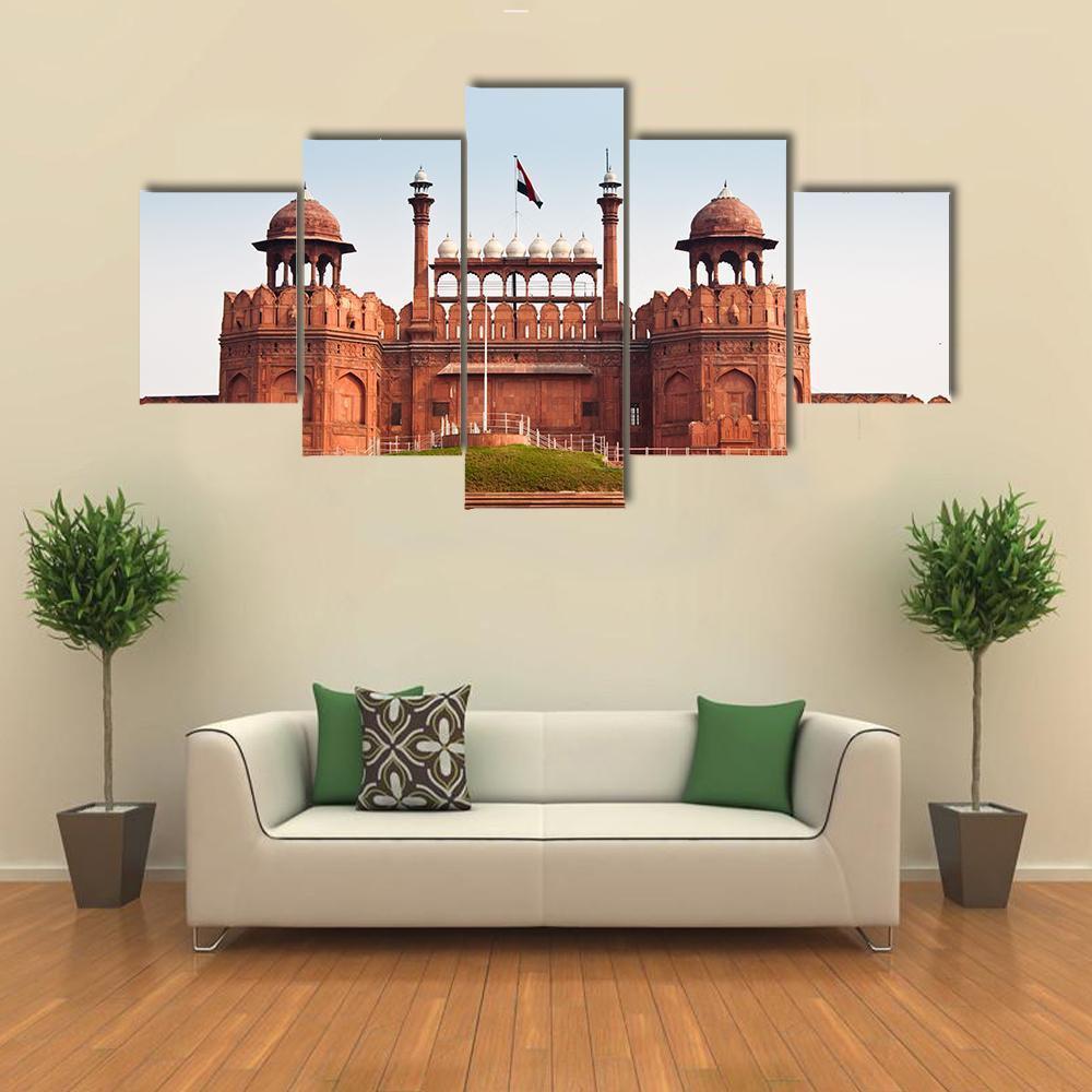 Red Fort In Delhi Canvas Wall Art-5 Star-Gallery Wrap-62" x 32"-Tiaracle