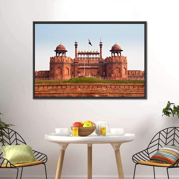 Red Fort In Delhi Canvas Wall Art-1 Piece-Floating Frame-24" x 16"-Tiaracle
