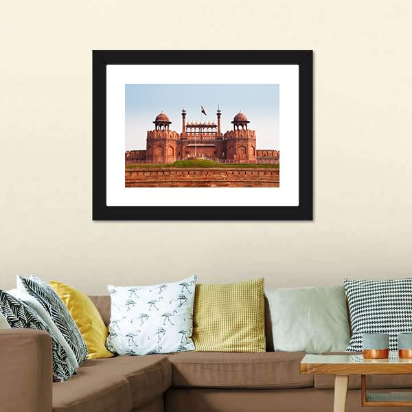 Red Fort In Delhi Canvas Wall Art-1 Piece-Framed Print-20" x 16"-Tiaracle