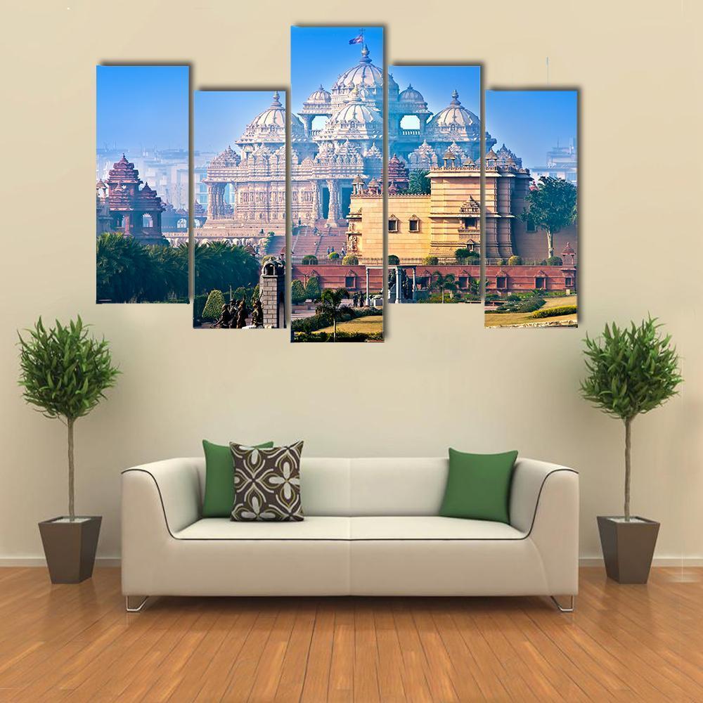 Red Fort In Old Delhi Canvas Wall Art-5 Pop-Gallery Wrap-47" x 32"-Tiaracle