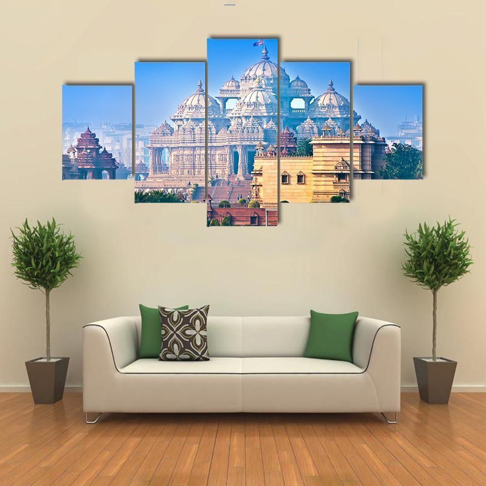 Red Fort In Old Delhi Canvas Wall Art-5 Star-Gallery Wrap-62" x 32"-Tiaracle