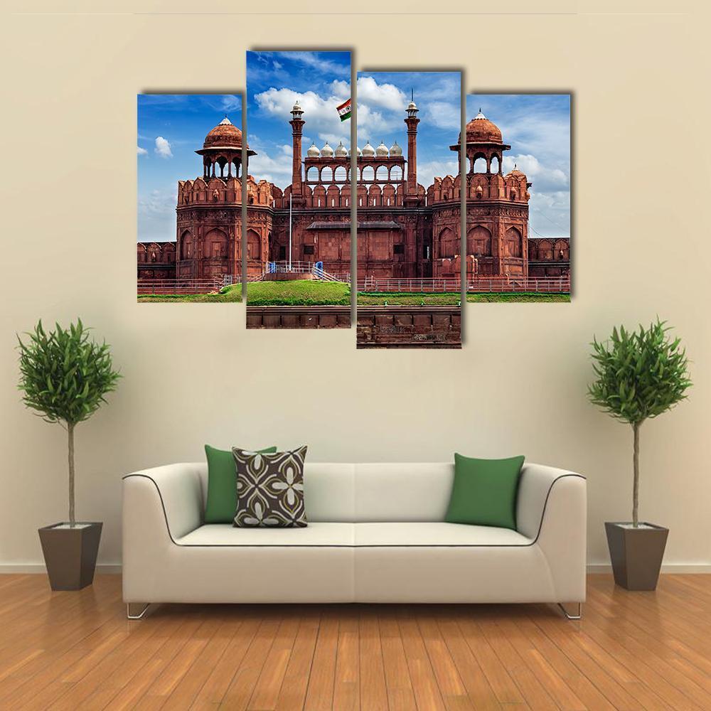 Lal Qila In Delhi Canvas Wall Art-4 Pop-Gallery Wrap-50" x 32"-Tiaracle