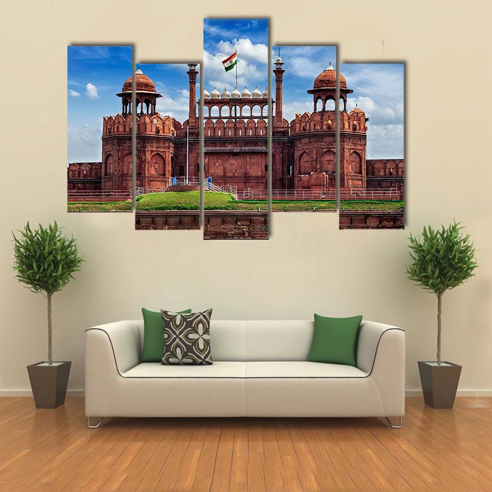 Lal Qila In Delhi Canvas Wall Art-5 Pop-Gallery Wrap-47" x 32"-Tiaracle