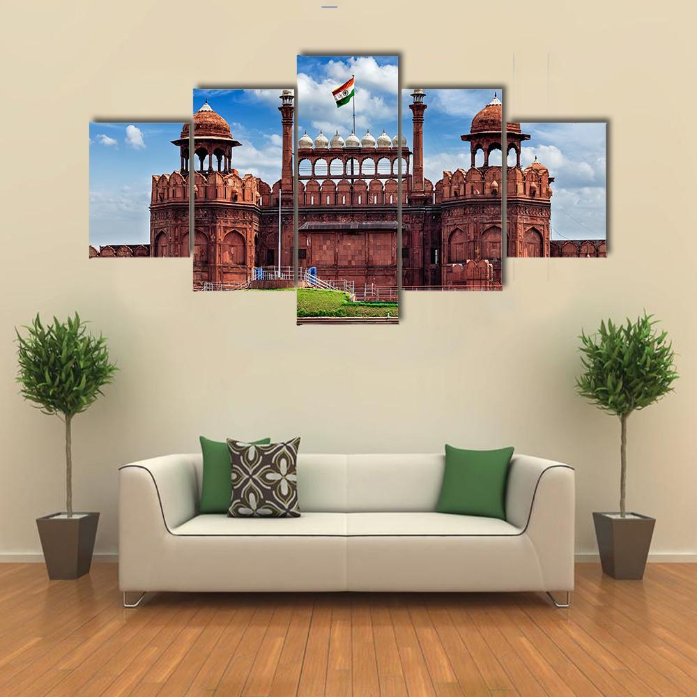 Lal Qila In Delhi Canvas Wall Art-5 Star-Gallery Wrap-62" x 32"-Tiaracle