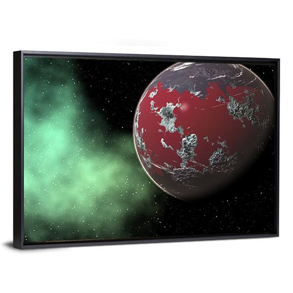 Red Gas Giant- Yavin in Deep Space Canvas Wall Art-3 Horizontal-Gallery Wrap-25" x 16"-Tiaracle