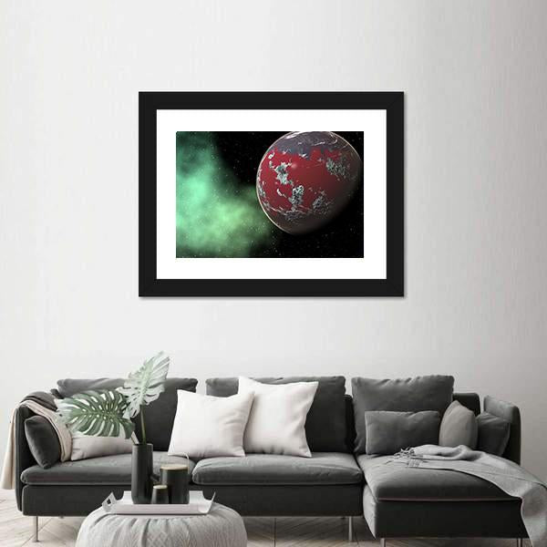 Red Gas Giant- Yavin in Deep Space Canvas Wall Art-3 Horizontal-Gallery Wrap-25" x 16"-Tiaracle