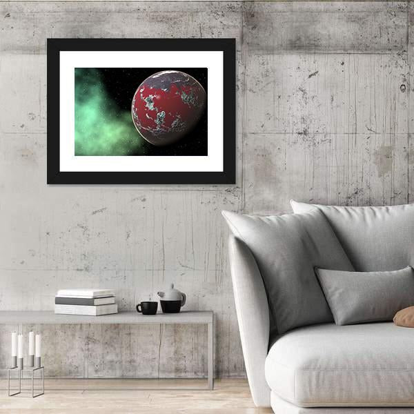 Red Gas Giant- Yavin in Deep Space Canvas Wall Art-3 Horizontal-Gallery Wrap-25" x 16"-Tiaracle