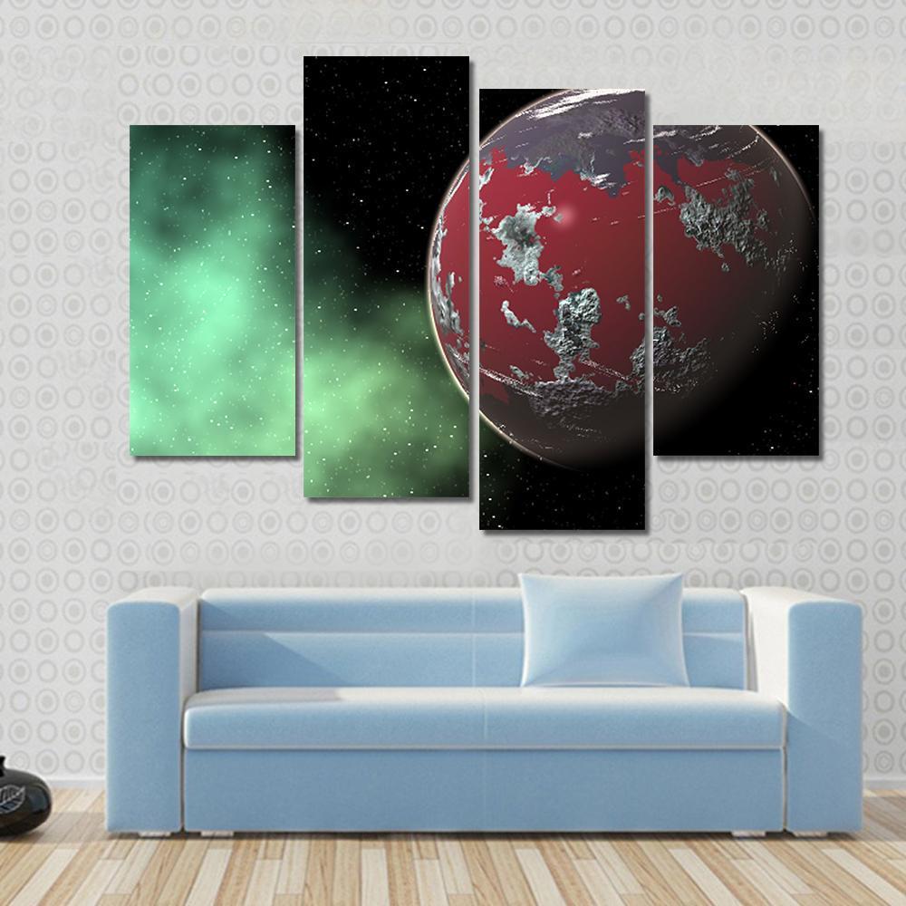Red Gas Giant- Yavin in Deep Space Canvas Wall Art-4 Pop-Gallery Wrap-50" x 32"-Tiaracle