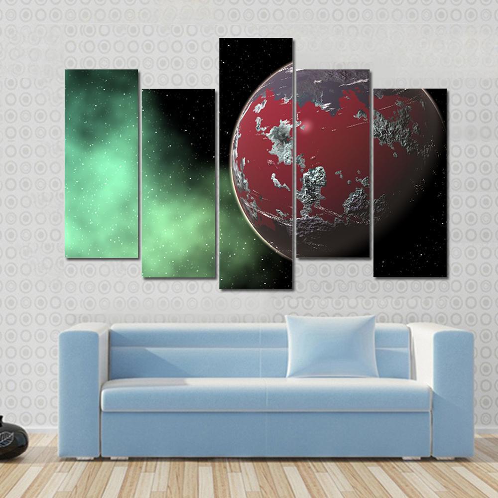 Red Gas Giant- Yavin in Deep Space Canvas Wall Art-5 Pop-Gallery Wrap-47" x 32"-Tiaracle