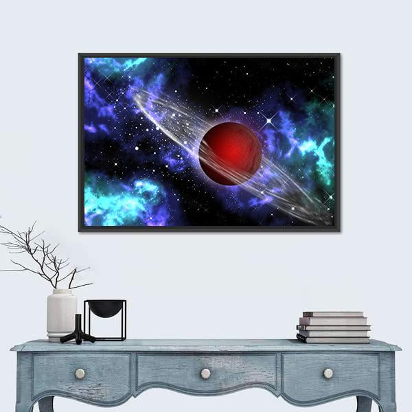 Red Gas Planet In The Orion Canvas Wall Art-1 Piece-Floating Frame-24" x 16"-Tiaracle