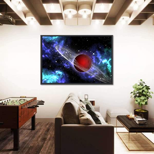 Red Gas Planet In The Orion Canvas Wall Art-3 Horizontal-Gallery Wrap-25" x 16"-Tiaracle