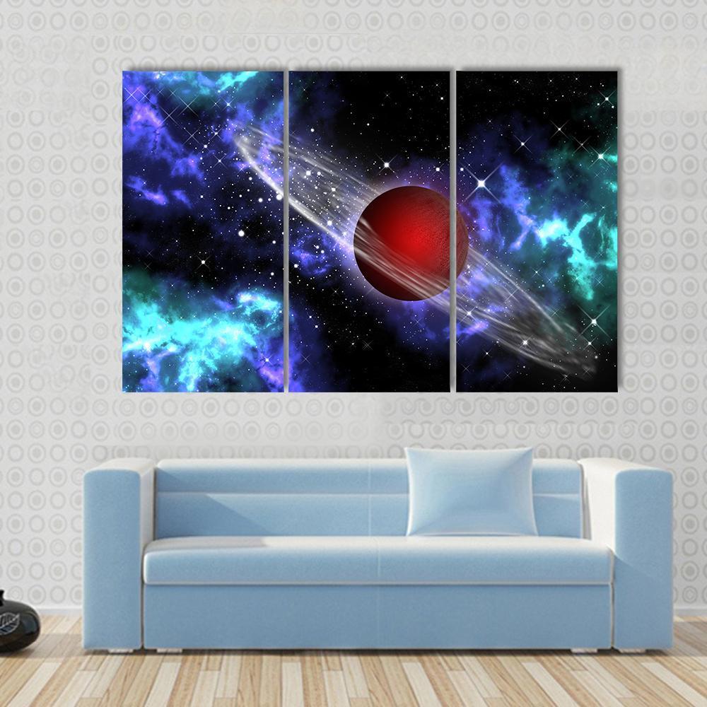 Red Gas Planet In The Orion Canvas Wall Art-3 Horizontal-Gallery Wrap-37" x 24"-Tiaracle