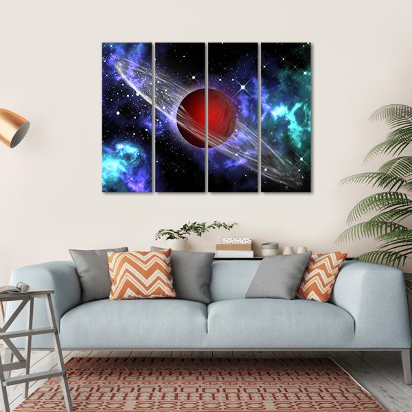 Red Gas Planet In The Orion Canvas Wall Art-4 Horizontal-Gallery Wrap-34" x 24"-Tiaracle