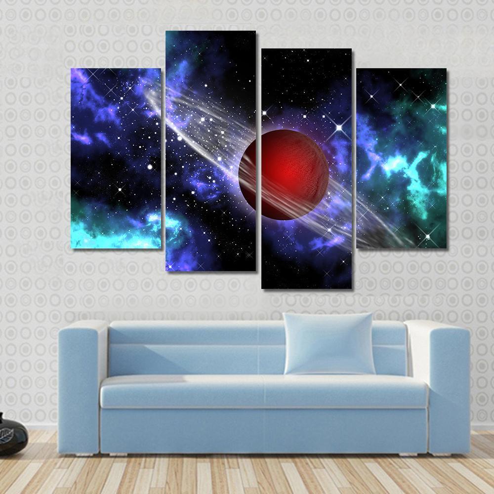 Red Gas Planet In The Orion Canvas Wall Art-4 Pop-Gallery Wrap-50" x 32"-Tiaracle