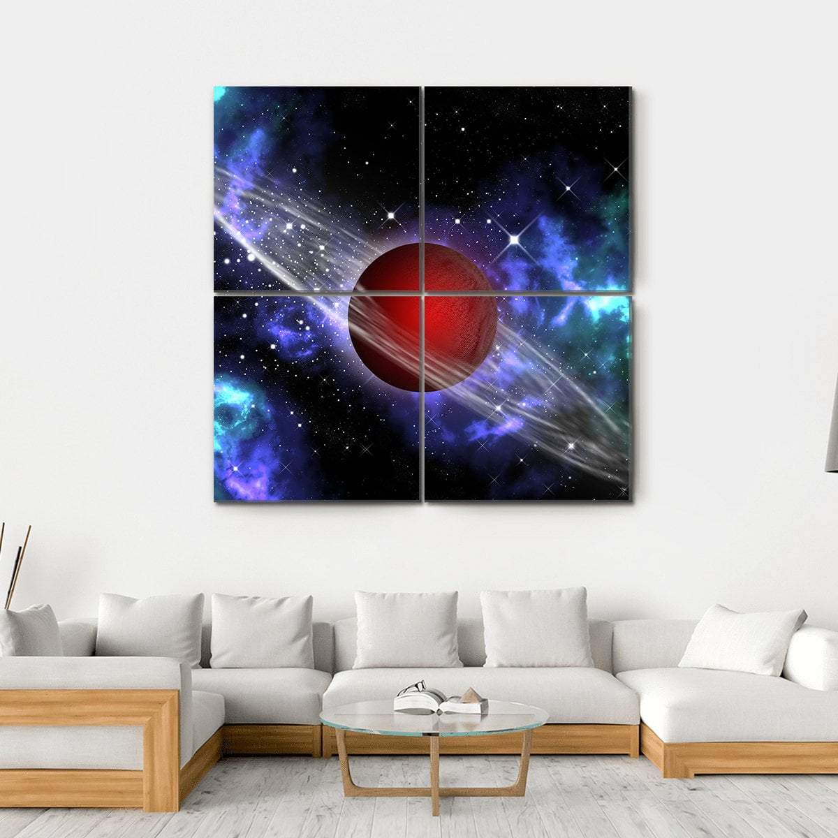Red Gas Planet In The Orion Canvas Wall Art-4 Square-Gallery Wrap-17" x 17"-Tiaracle