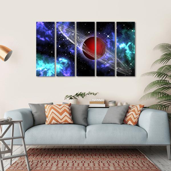 Red Gas Planet In The Orion Canvas Wall Art-5 Horizontal-Gallery Wrap-22" x 12"-Tiaracle