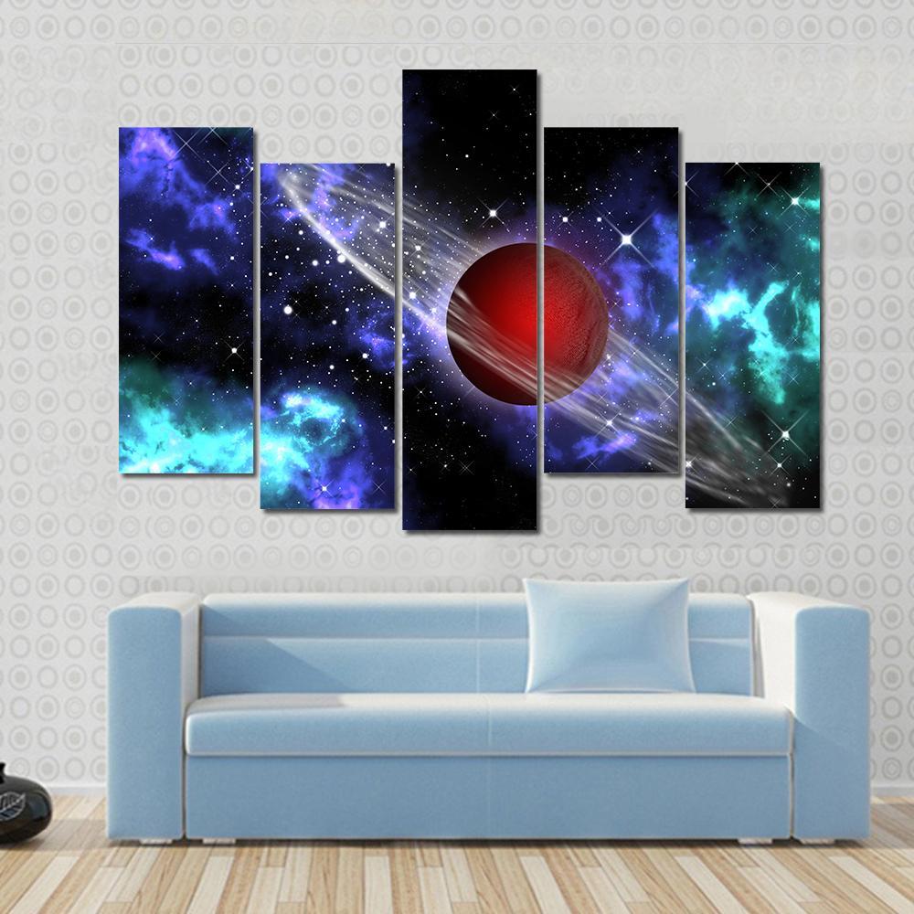 Red Gas Planet In The Orion Canvas Wall Art-5 Pop-Gallery Wrap-47" x 32"-Tiaracle