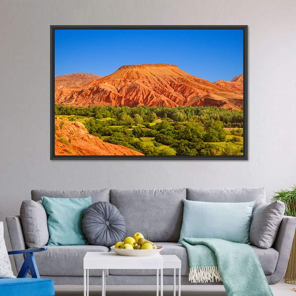 Red Hill Over Dades Valley Canvas Wall Art-3 Horizontal-Gallery Wrap-25" x 16"-Tiaracle