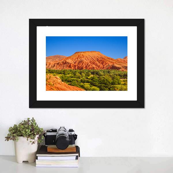 Red Hill Over Dades Valley Canvas Wall Art-1 Piece-Framed Print-20" x 16"-Tiaracle