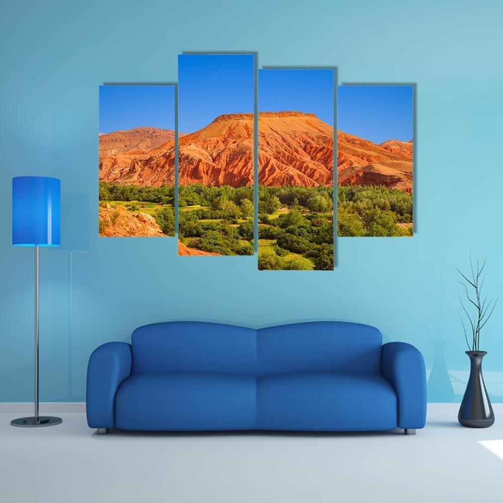 Red Hill Over Dades Valley Canvas Wall Art-4 Pop-Gallery Wrap-50" x 32"-Tiaracle