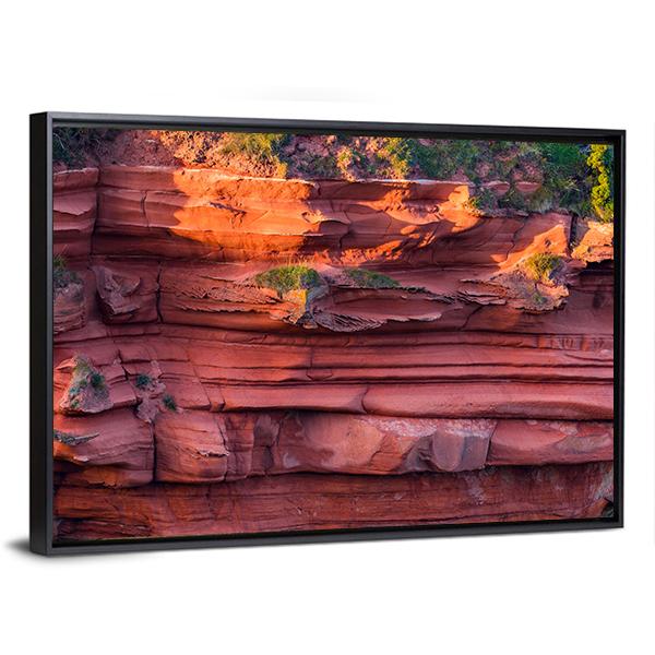 Red Layered Cliff Canvas Wall Art-3 Horizontal-Gallery Wrap-25" x 16"-Tiaracle