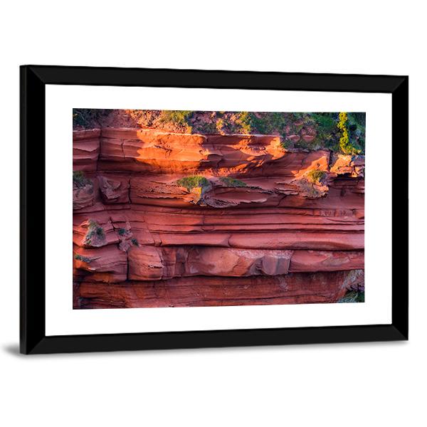 Red Layered Cliff Canvas Wall Art-3 Horizontal-Gallery Wrap-25" x 16"-Tiaracle