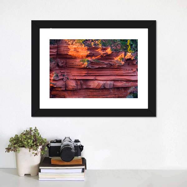 Red Layered Cliff Canvas Wall Art-3 Horizontal-Gallery Wrap-25" x 16"-Tiaracle