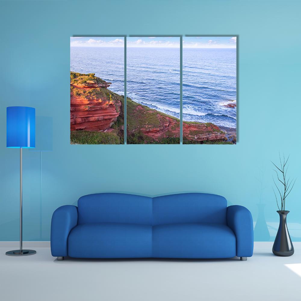 Red Layered Cliffs Of Scotland's Canvas Wall Art-5 Star-Gallery Wrap-62" x 32"-Tiaracle