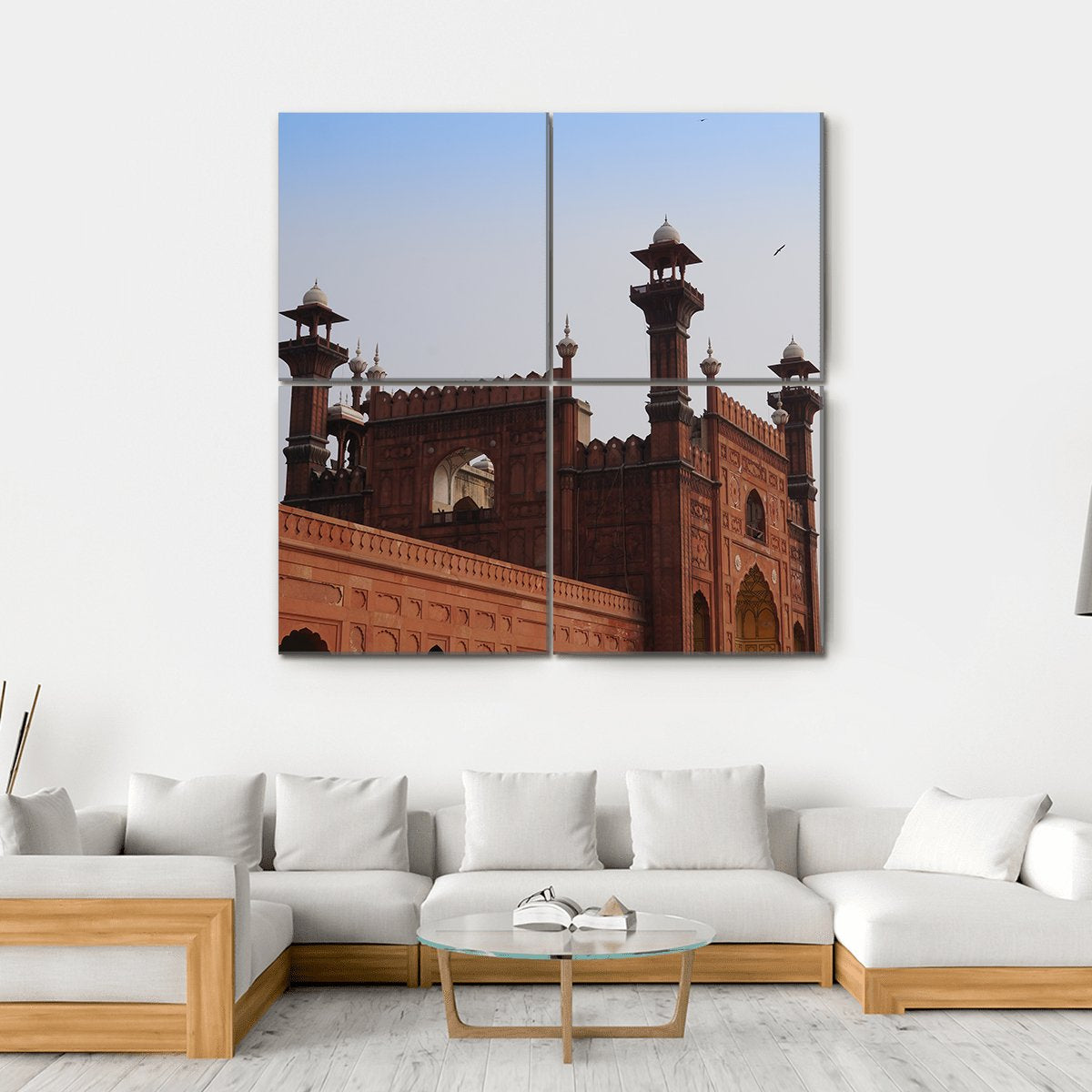 Red Mosque in Lahore Pakistan Canvas Wall Art-4 Square-Gallery Wrap-17" x 17"-Tiaracle