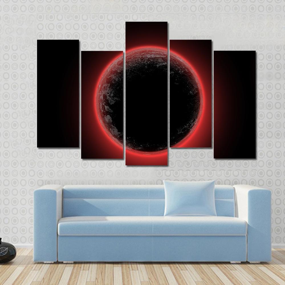 Red Planet From Deep Space Canvas Wall Art-5 Pop-Gallery Wrap-47" x 32"-Tiaracle
