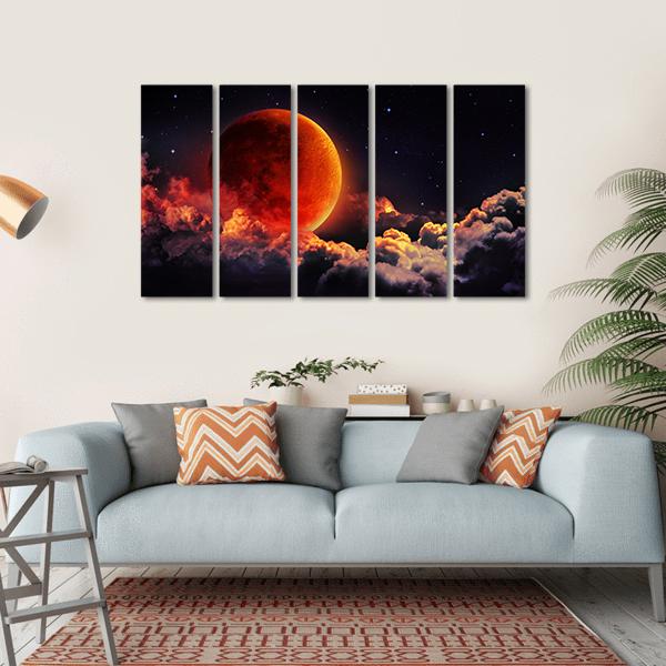 Red Planet With Clouds Canvas Wall Art-5 Horizontal-Gallery Wrap-22" x 12"-Tiaracle