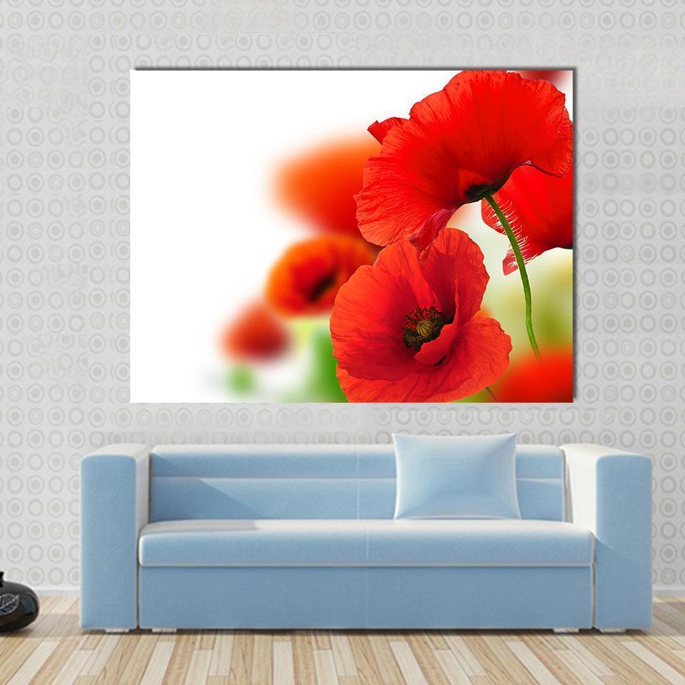 Red Poppies Canvas Wall Art-5 Pop-Gallery Wrap-47" x 32"-Tiaracle